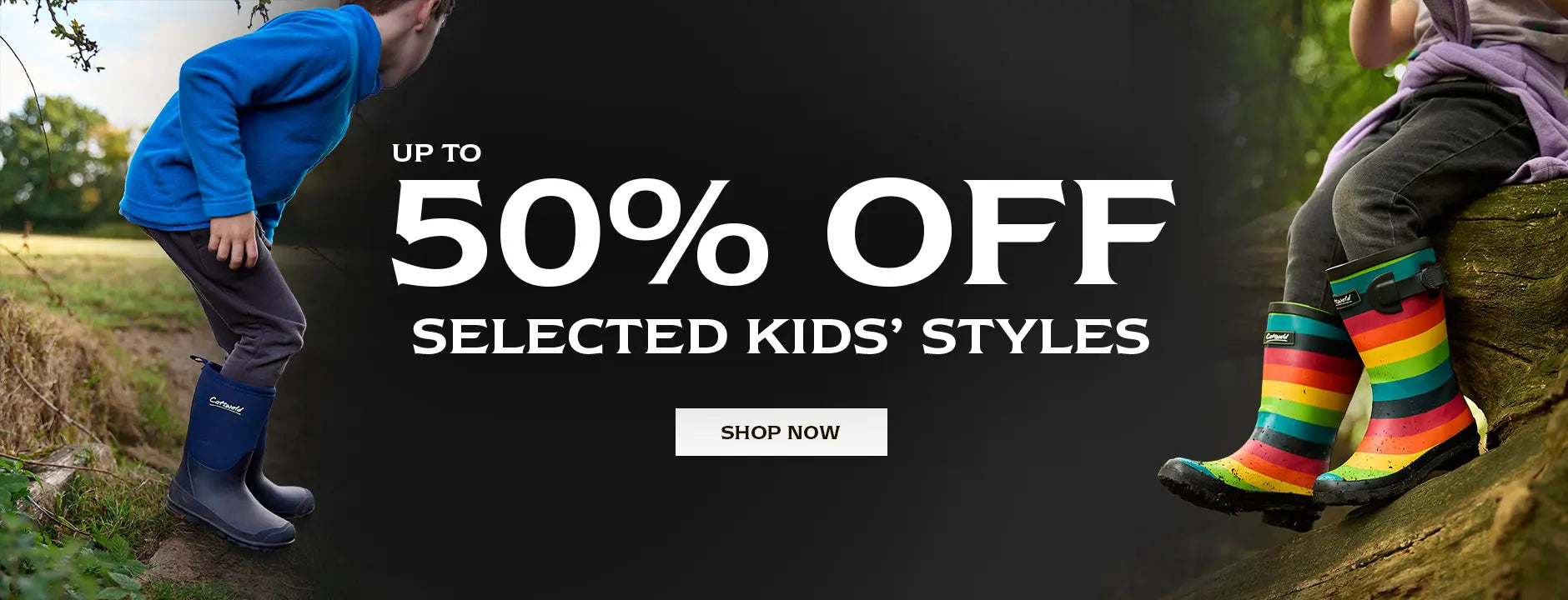 UP TO 50% OFF SELECTED KIDS' STYLES. SHOP NOW