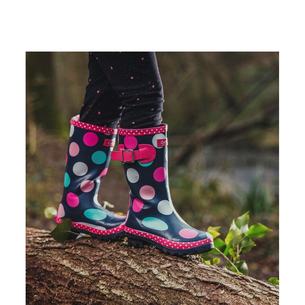 Kids Dotty Junior Pull On Wellingtons Boots Multicoloured