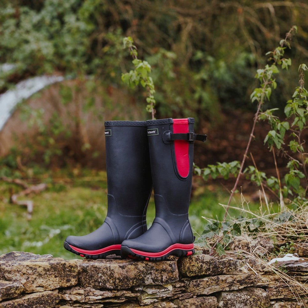 Milton Adjustable Wellington Boot Navy/Pink