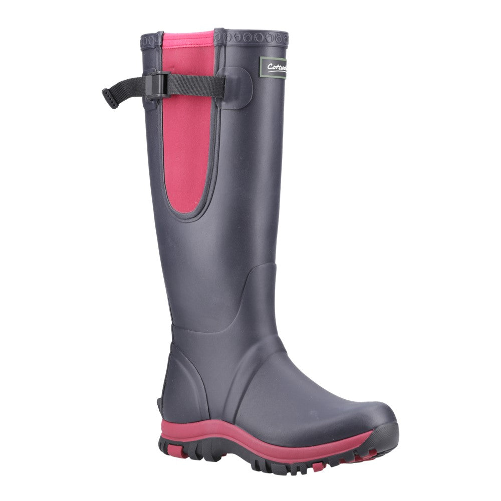 Milton Adjustable Wellington Boot Navy/Pink