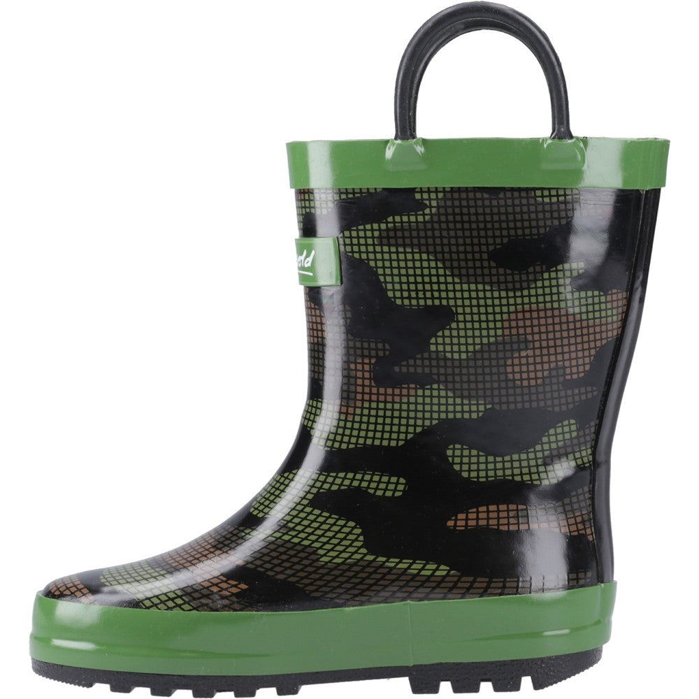 Kids Puddle Waterproof Pull On Boots Camouflage