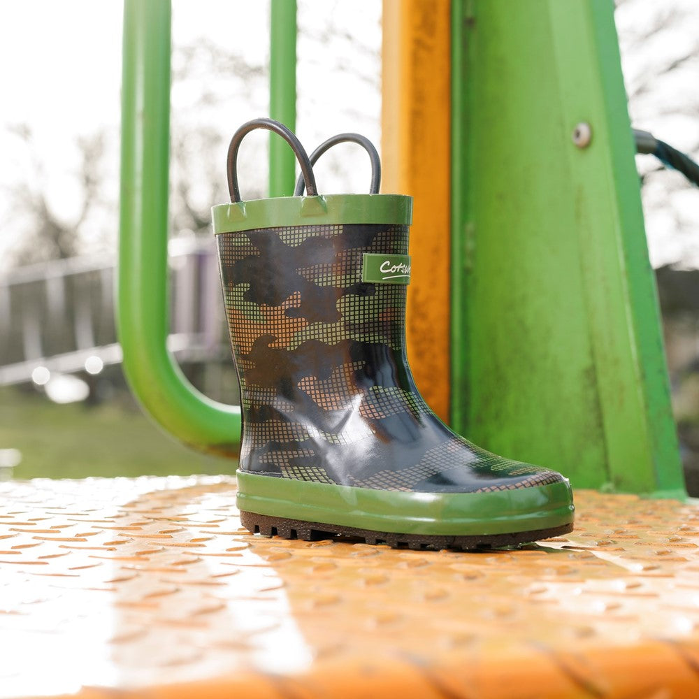 Kids Puddle Waterproof Pull On Boots Camouflage