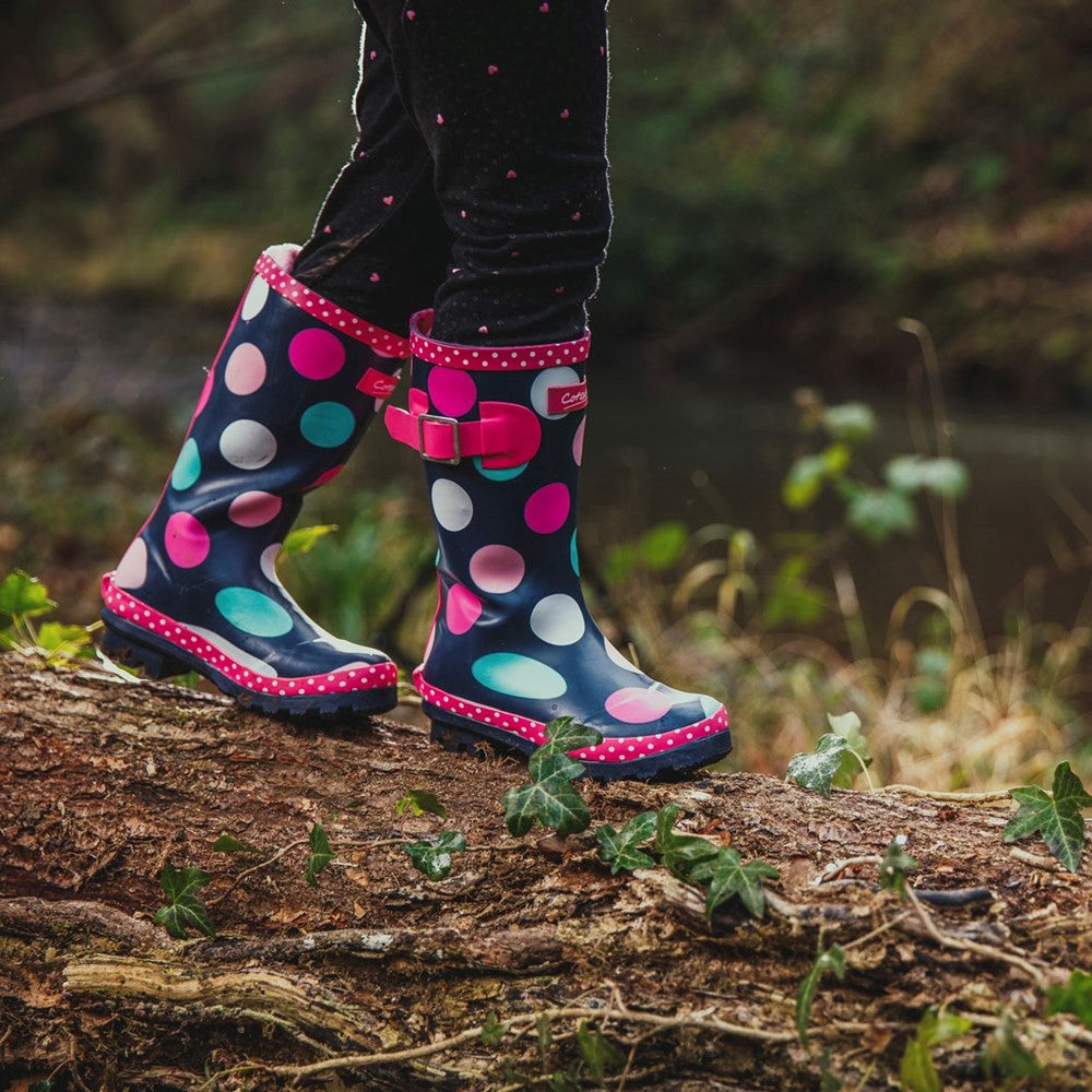 Kids Dotty Junior Pull On Wellingtons Boots Multicoloured