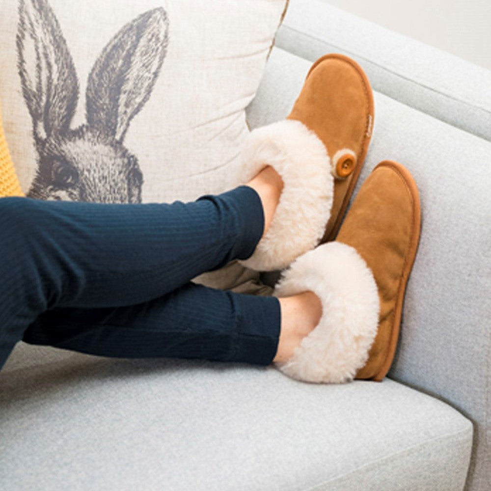 Wotton Sheepskin Bootsie Slippers Chestnut