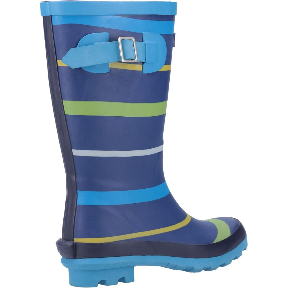 Kids Stripe Wellingtons Boots Blue/Green/Yellow