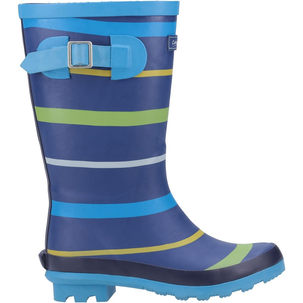 Kids Stripe Wellingtons Boots Blue/Green/Yellow