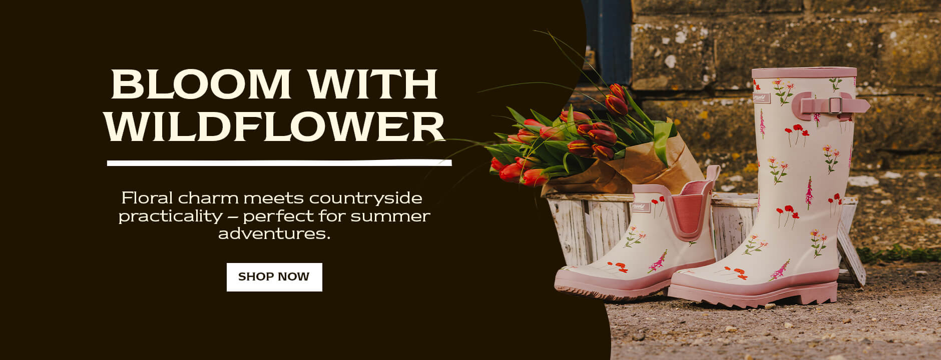 BLOOM WITH WILDFLOWER. Floral charm meets countryside practicality - perfect for summer adventures. SHOP NOW