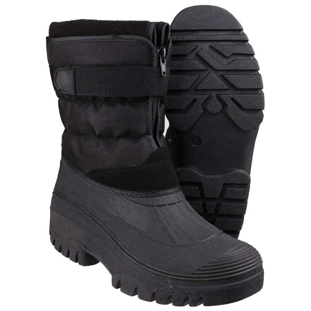 Mens Chase Touch Fastening and Zip up Winter Boots Black