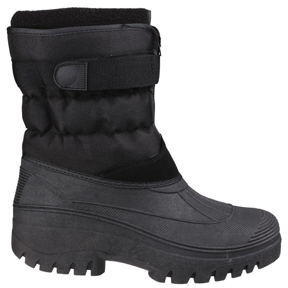 Mens Chase Touch Fastening and Zip up Winter Boots Black