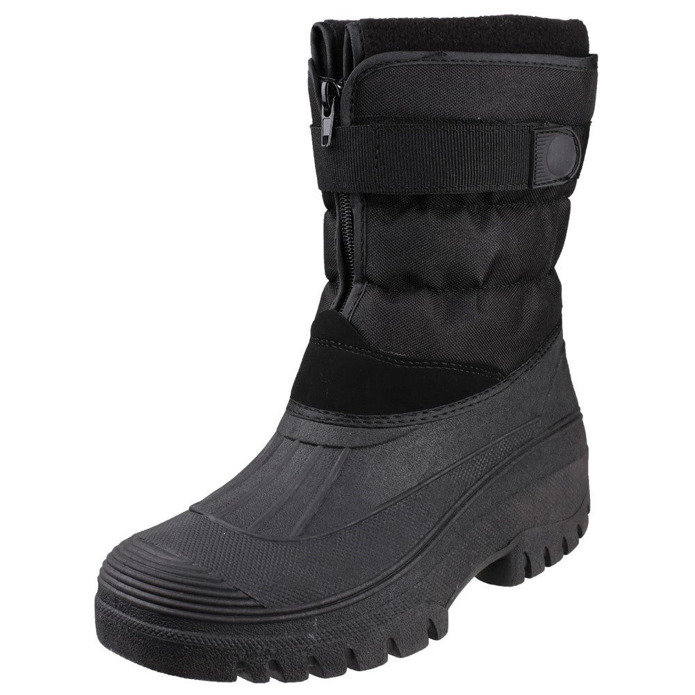 Mens Chase Touch Fastening and Zip up Winter Boots Black
