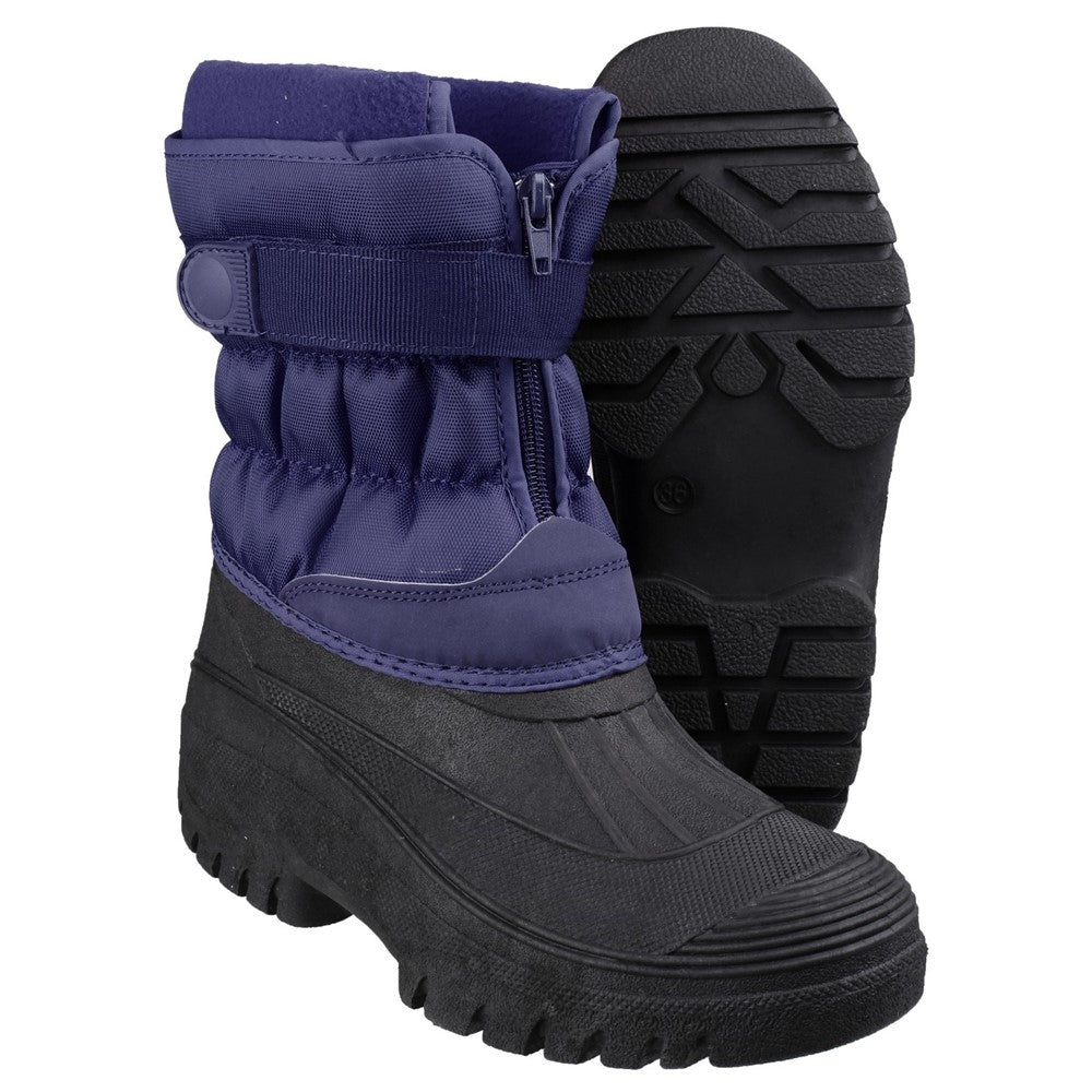 Mens Chase Touch Fastening and Zip up Winter Boots Navy