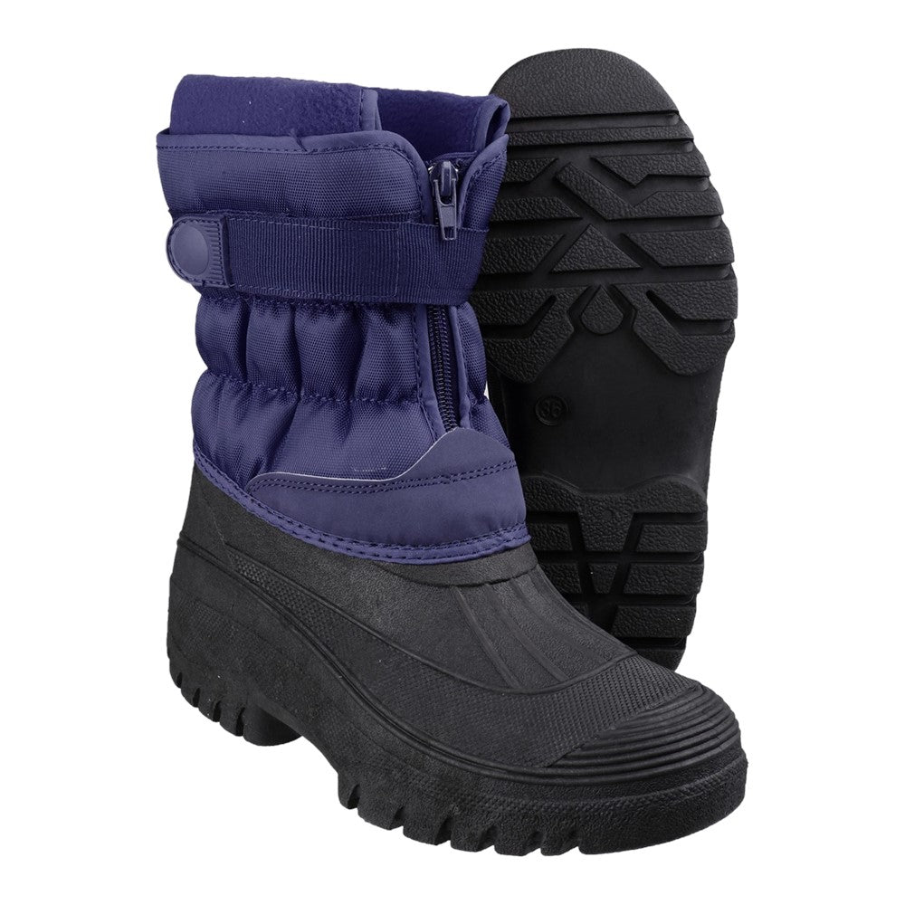 Mens Chase Touch Fastening and Zip up Winter Boots Navy