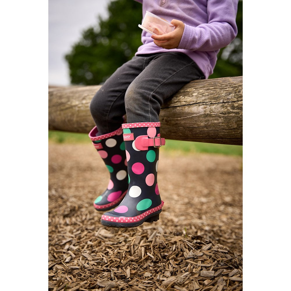 Kids Dotty Junior Pull On Wellingtons Boots Multicoloured