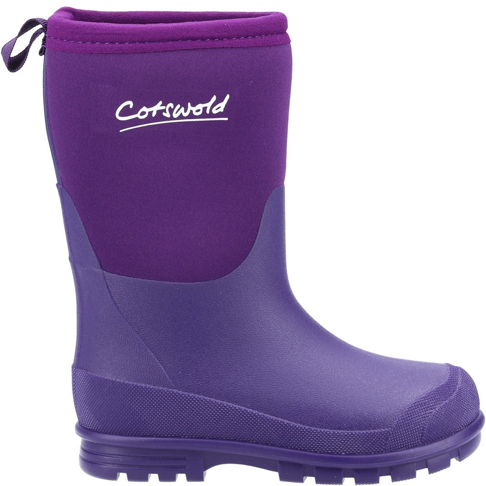 Kids Junior Hilly Neoprene Wellingtons Boots Purple