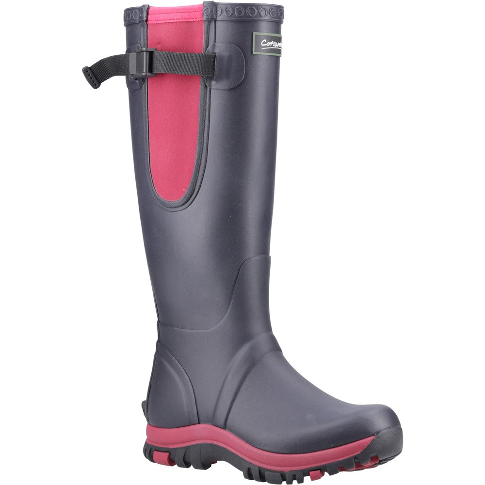 Milton Adjustable Wellington Boot Navy/Pink