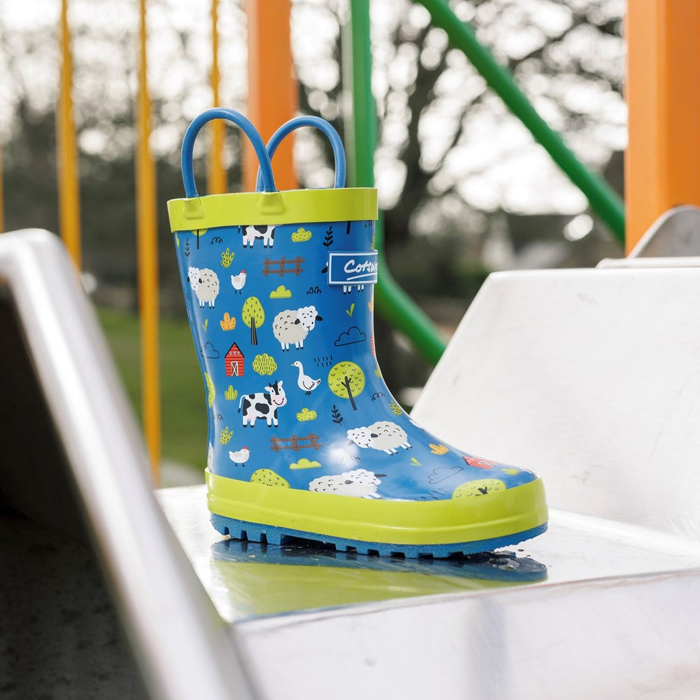 Kids Puddle Waterproof Pull On Boots Farm