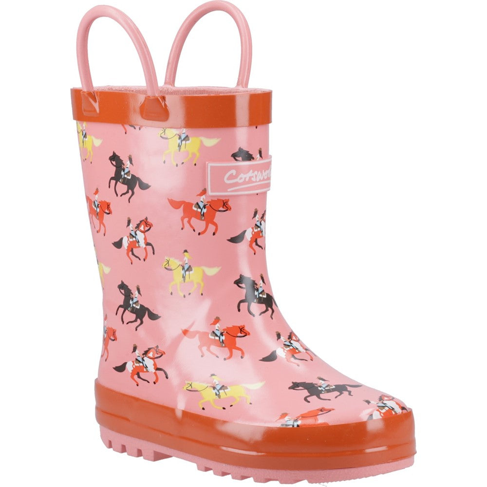 Kids Puddle Waterproof Pull On Boots Horses