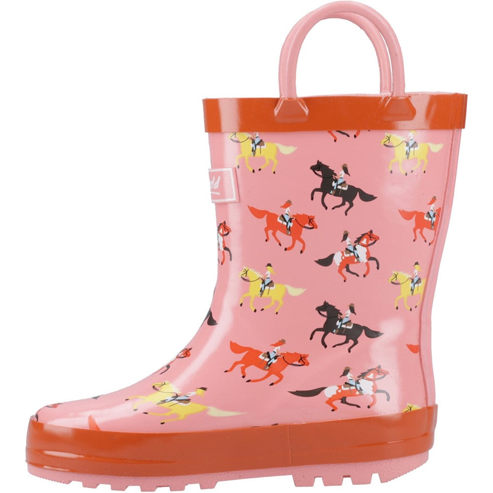 Kids Puddle Waterproof Pull On Boots Horses