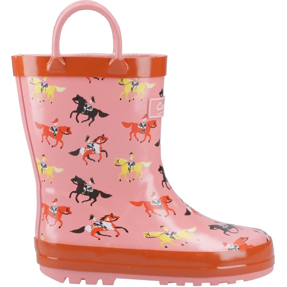 Kids Puddle Waterproof Pull On Boots Horses