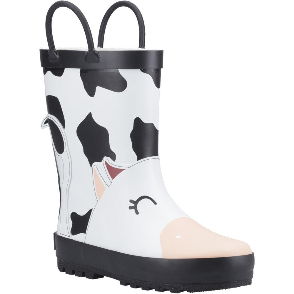 Kids Puddle 3D Waterproof Boots Black/White