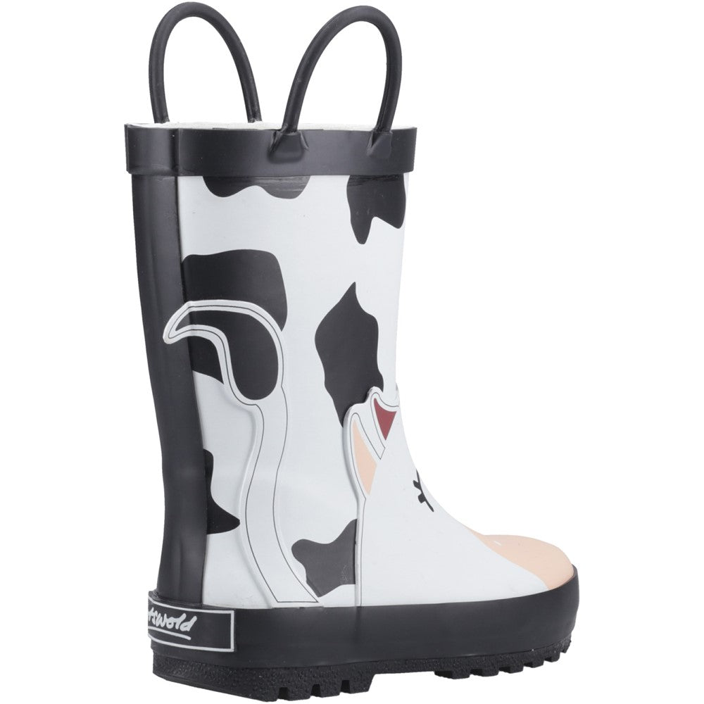 Kids Puddle 3D Waterproof Boots Black/White