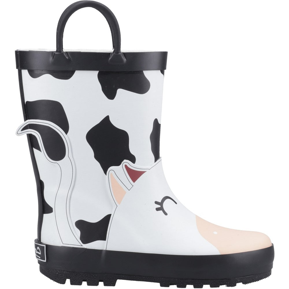 Kids Puddle 3D Waterproof Boots Black/White