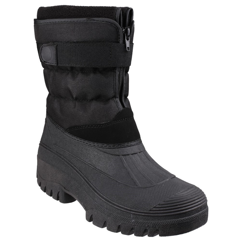 Chase Touch Fastening and Zip up Winter Boots Black Cotswold-Shoes