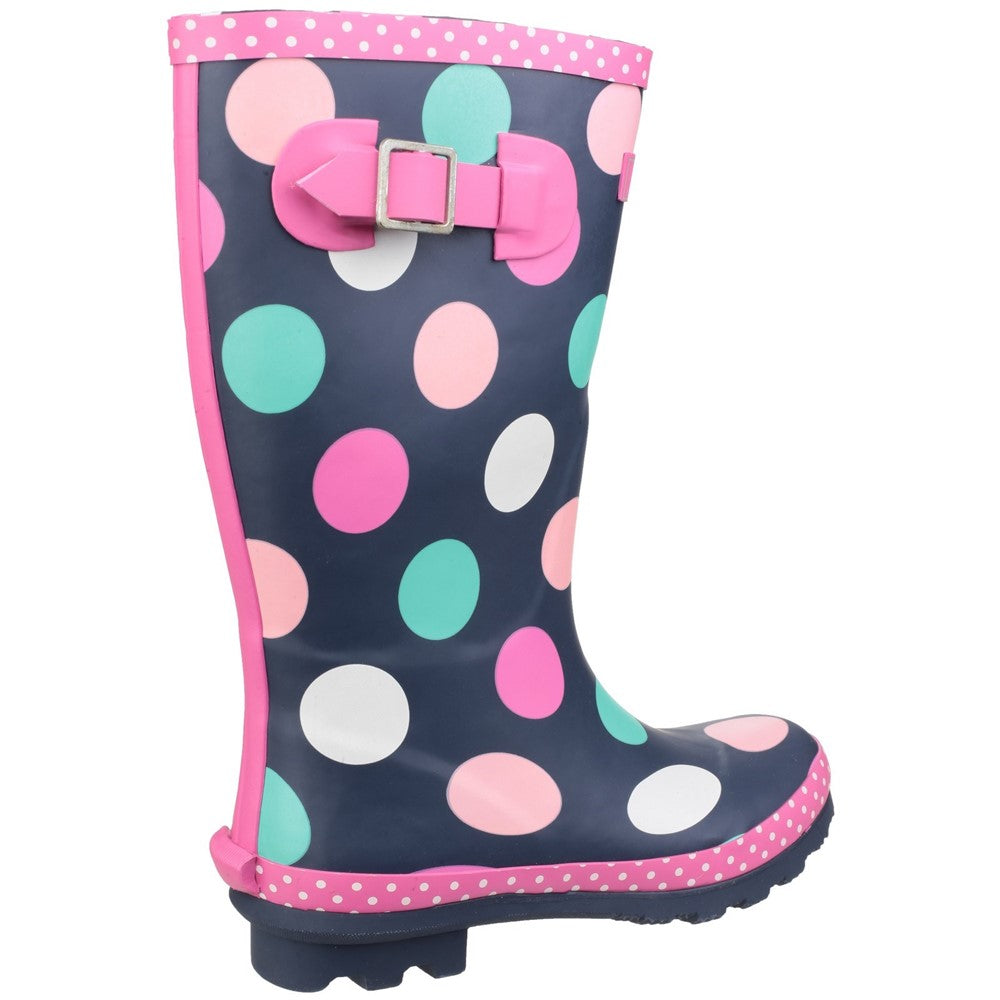 Kids Dotty Junior Pull On Wellingtons Boots Multicoloured