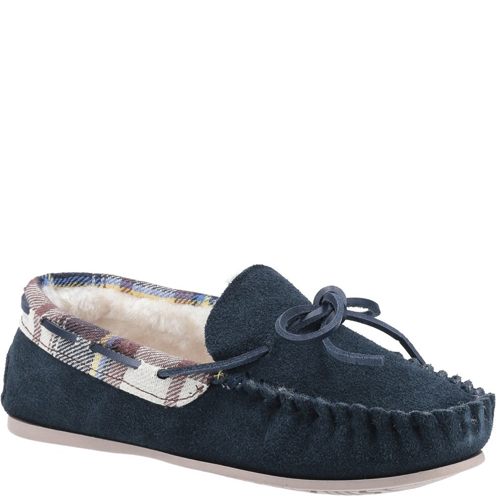 Kilkenny Moccasin Slippers Navy Cotswold-Shoes