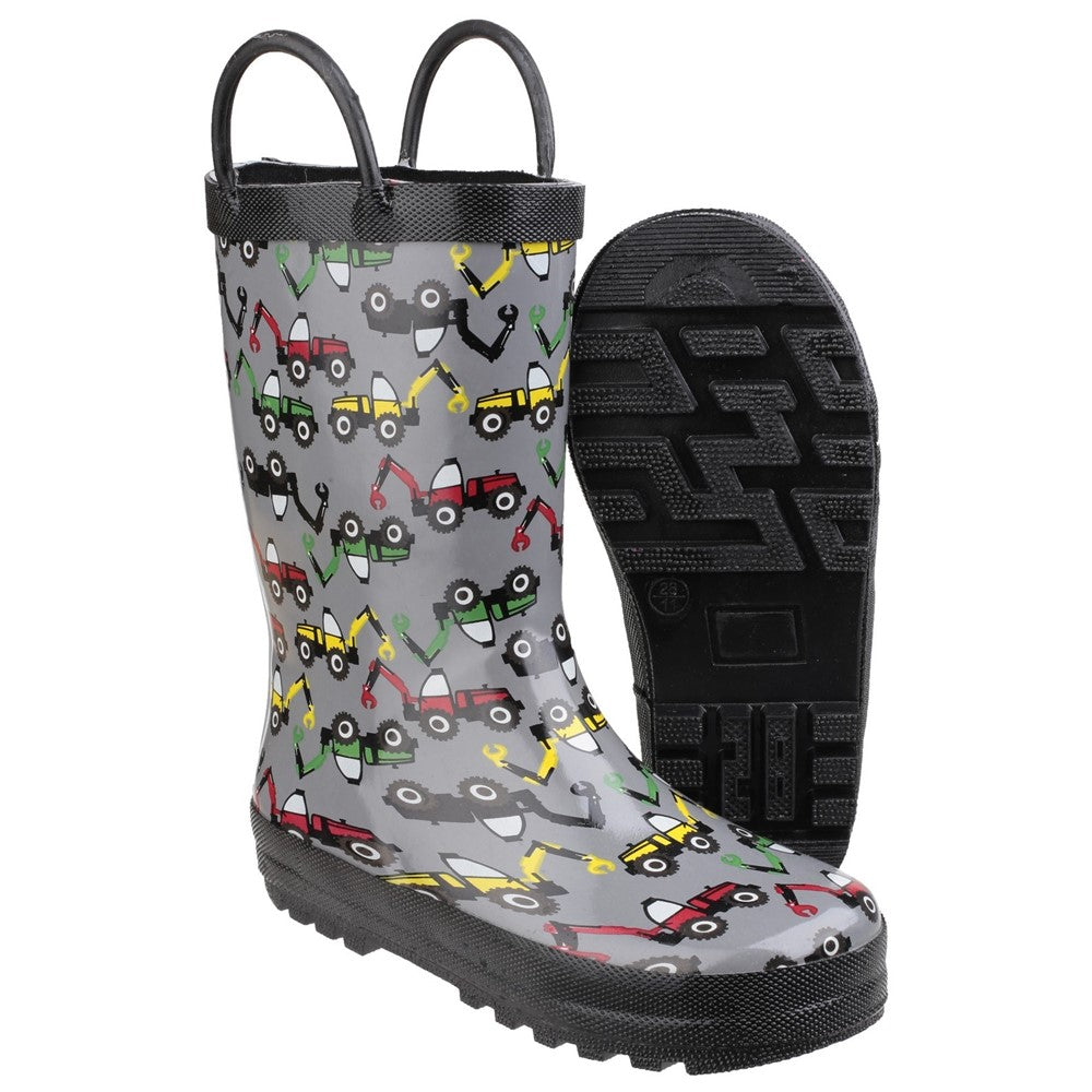 Kids Puddle Waterproof Pull On Boots Digger