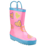 Kids Puddle Waterproof Pull On Boots Hearts