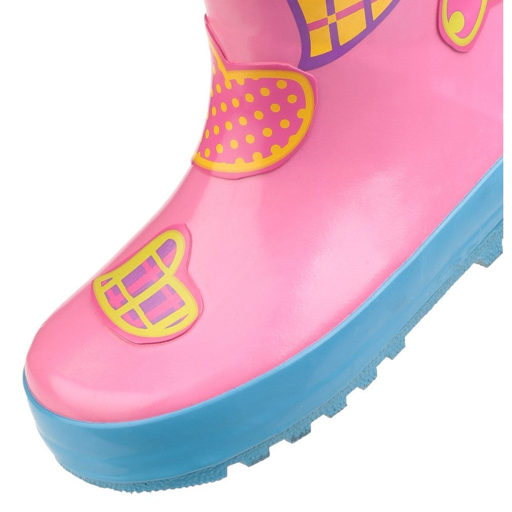 Kids Puddle Waterproof Pull On Boots Hearts