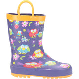 Kids Puddle Waterproof Pull On Boots Owl