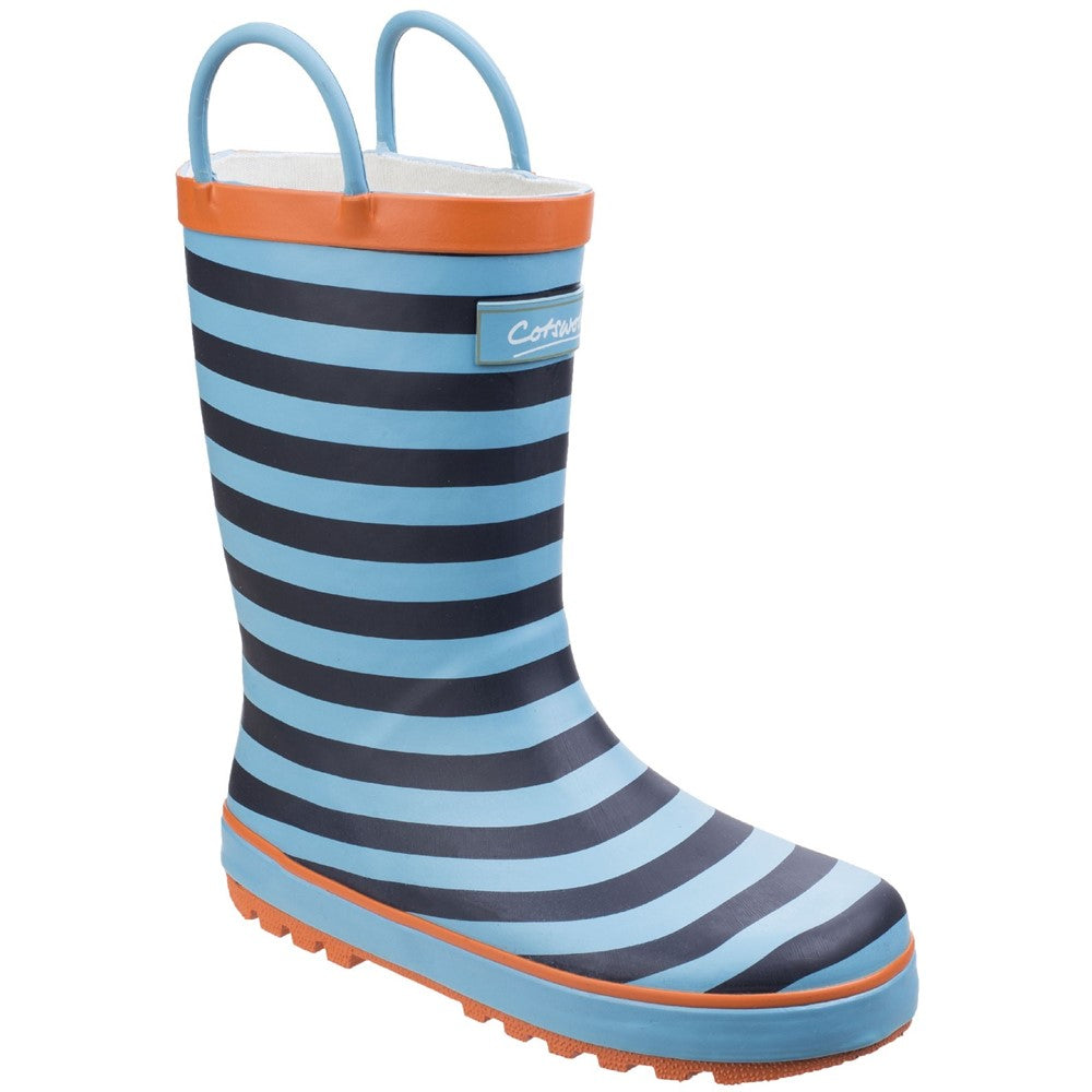 Kids Captain Stripy Wellies Blue Cotswold-Shoes