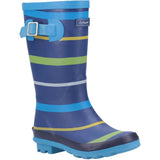 Kids Stripe Wellingtons Boots Blue/Green/Yellow